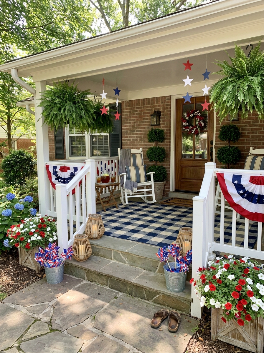 A Crisp Entry Bench Styled Like a Tiny Parade Viewing Spot