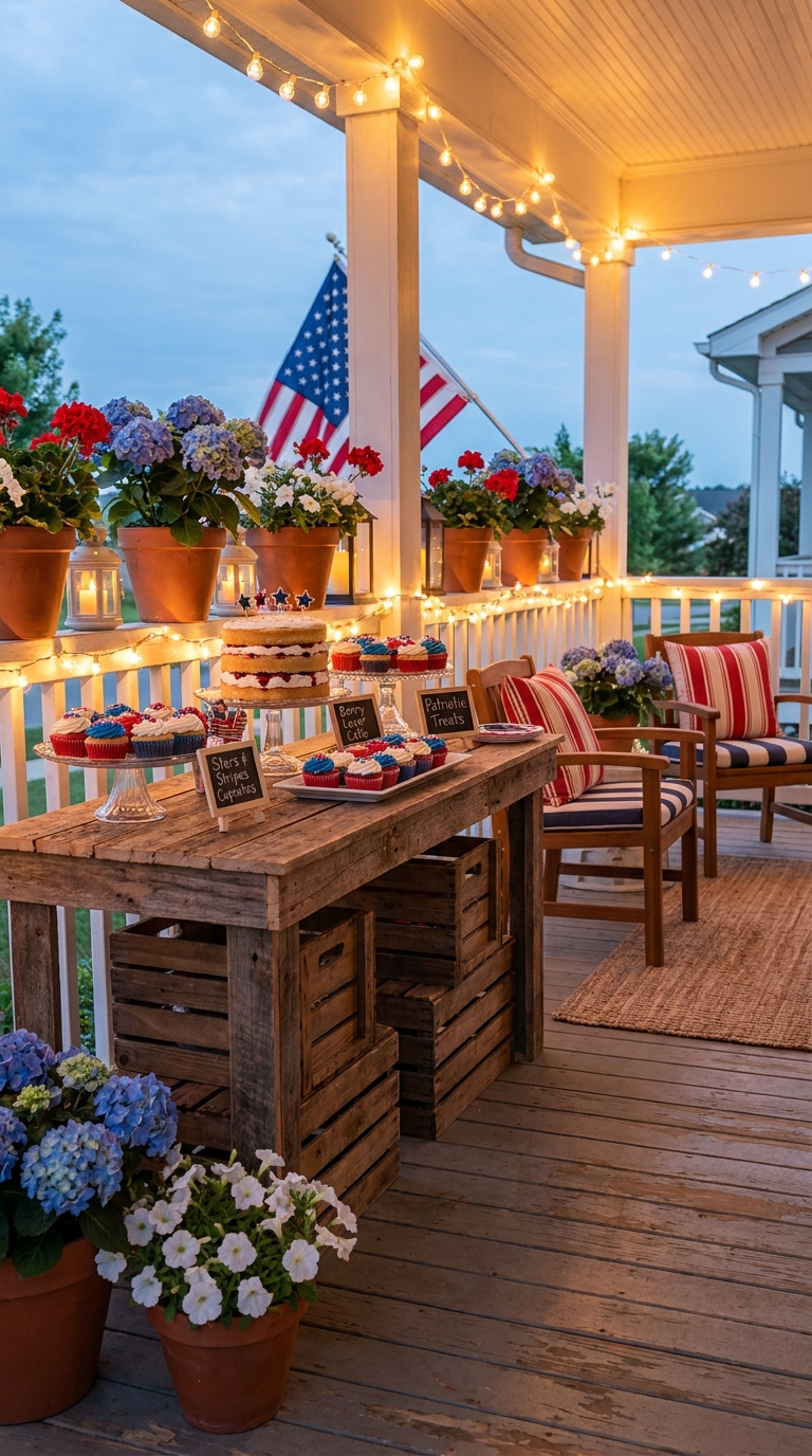 Patriotic-themed Table Setting for Snacks